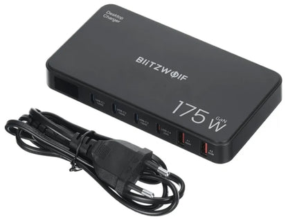 Punjač Stanica BlitzWolf BW-S30, 175W, 5A, 2 x USB-A - 4 x USB-C, Crna