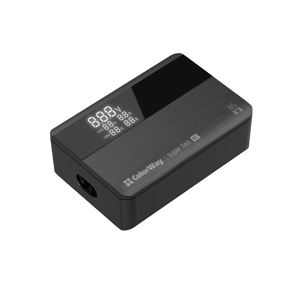 Punjač Stanica ColorWay Display, 65W, 3.25A, 2 x USB-A - 2 x USB-C, Crna