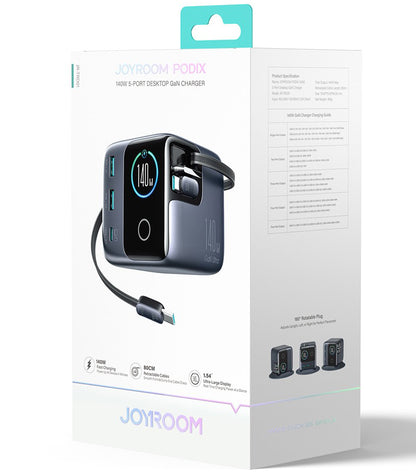Punjač Stanica s USB-C Kabelom Joyroom Podix JR-TRD01, 140W, 1 x USB-C - 2 x USB-A, Siva