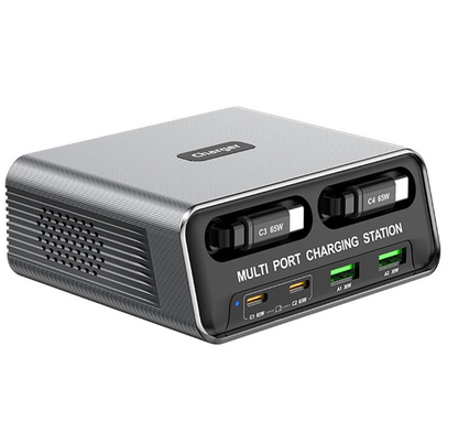 Punjač stanica s USB-C kabelom OEM WLX-60C, 130W, 2 x USB-A - 2 x USB-C, Siva