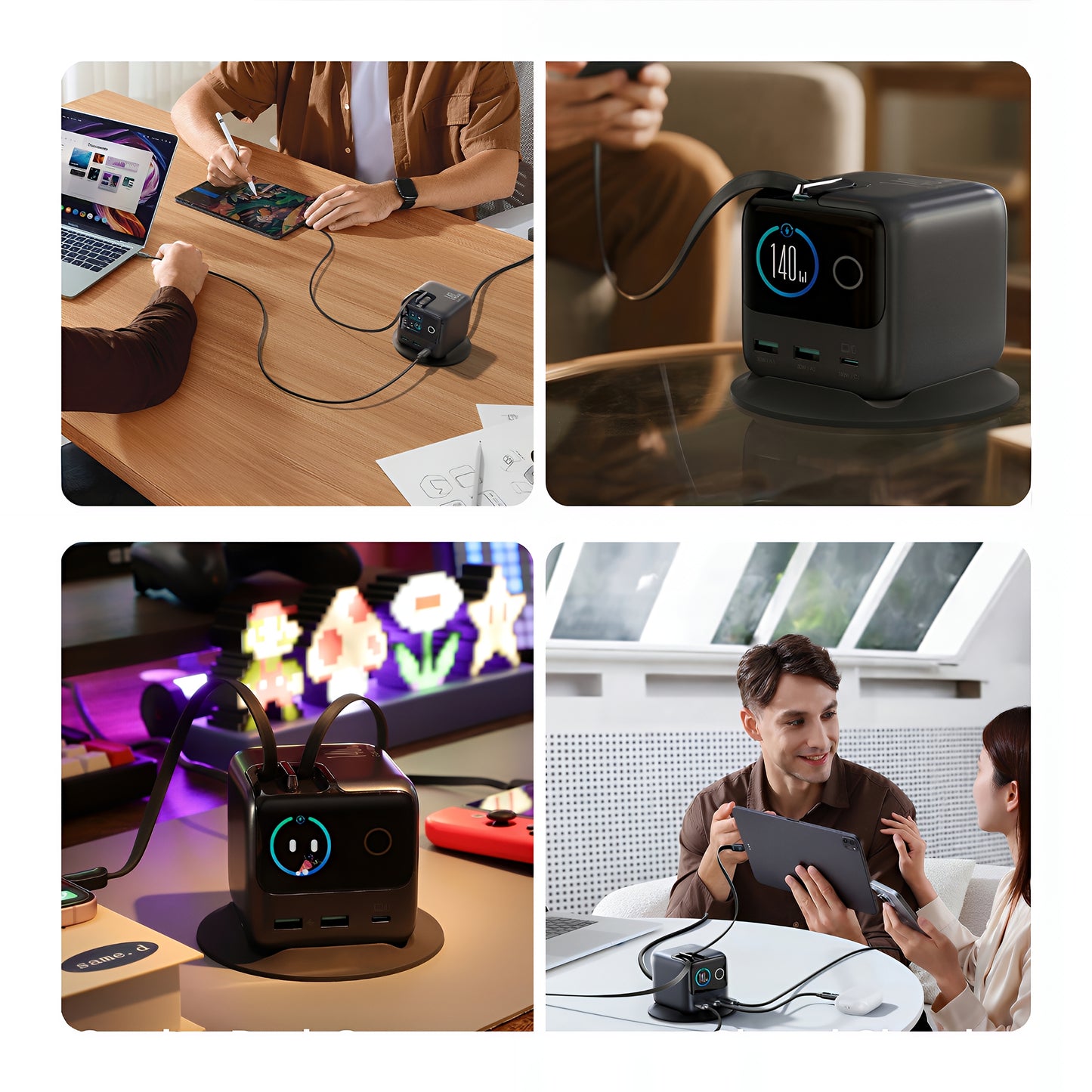 Punjač Stanica s USB-C Kabelom Joyroom Podix JR-TRD01, 140W, 1 x USB-C - 2 x USB-A, Siva