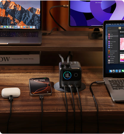 Punjač Stanica s USB-C Kabelom Joyroom Podix JR-TRD01, 140W, 1 x USB-C - 2 x USB-A, Siva