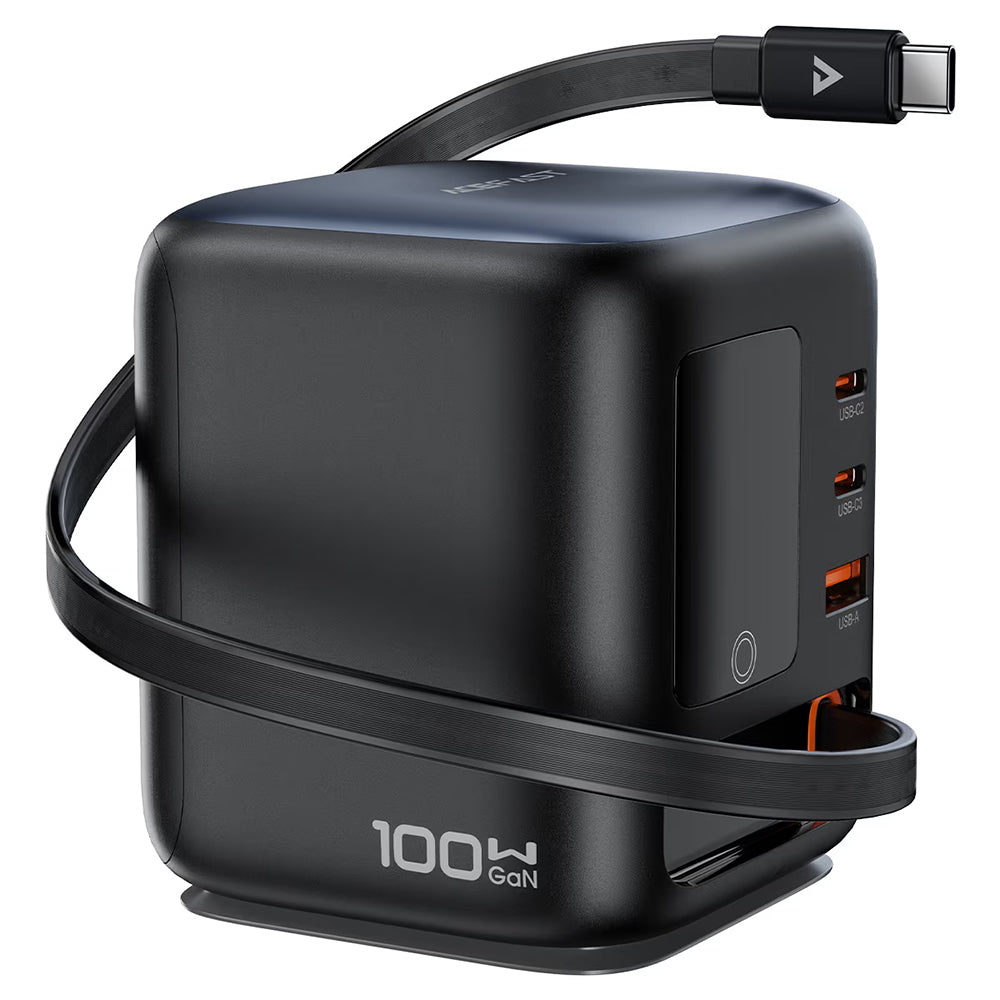 Punjač stanica s USB-C kabelom Acefast Z10, 100W, 1 x USB-A - 2 x USB-C, Crna