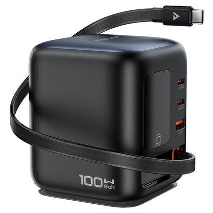 Punjač stanica s USB-C kabelom Acefast Z10, 100W, 1 x USB-A - 2 x USB-C, Crna