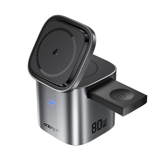 Punjač Stanica s USB-C kabelom Acefast Z9 QI 6in1, 80W, 1 x USB-C - 1 x USB-A, Crna