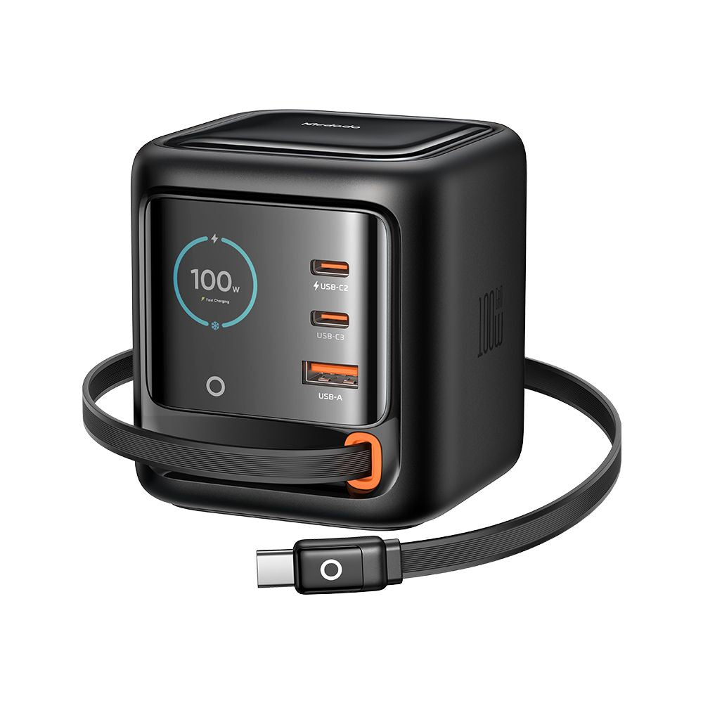 Punjač stanica s USB-C kabelom Mcdodo FreeGo CH-1391 zaslon, 100W, 5A, 1 x USB-A - 2 x USB-C, Crna