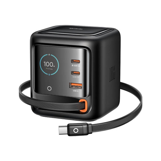 Punjač stanica s USB-C kabelom Mcdodo FreeGo CH-1391 zaslon, 100W, 5A, 1 x USB-A - 2 x USB-C, Crna