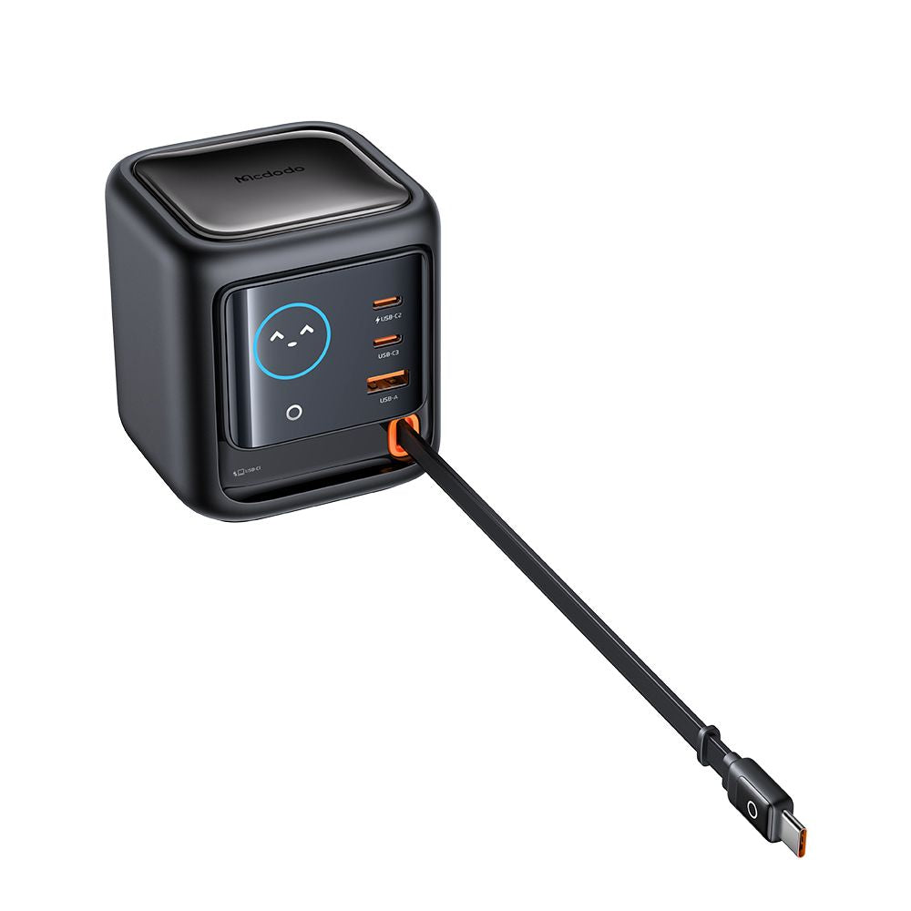 Punjač stanica s USB-C kabelom Mcdodo FreeGo CH-1391 zaslon, 100W, 5A, 1 x USB-A - 2 x USB-C, Crna
