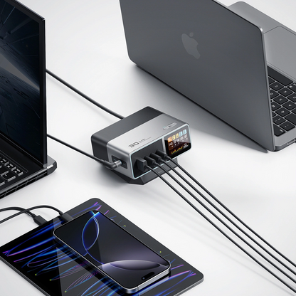 Punjač Stanica Cuktech TA3005U, 300W, 1 x DC - 1 x USB-A - 3 x USB-C, Siva