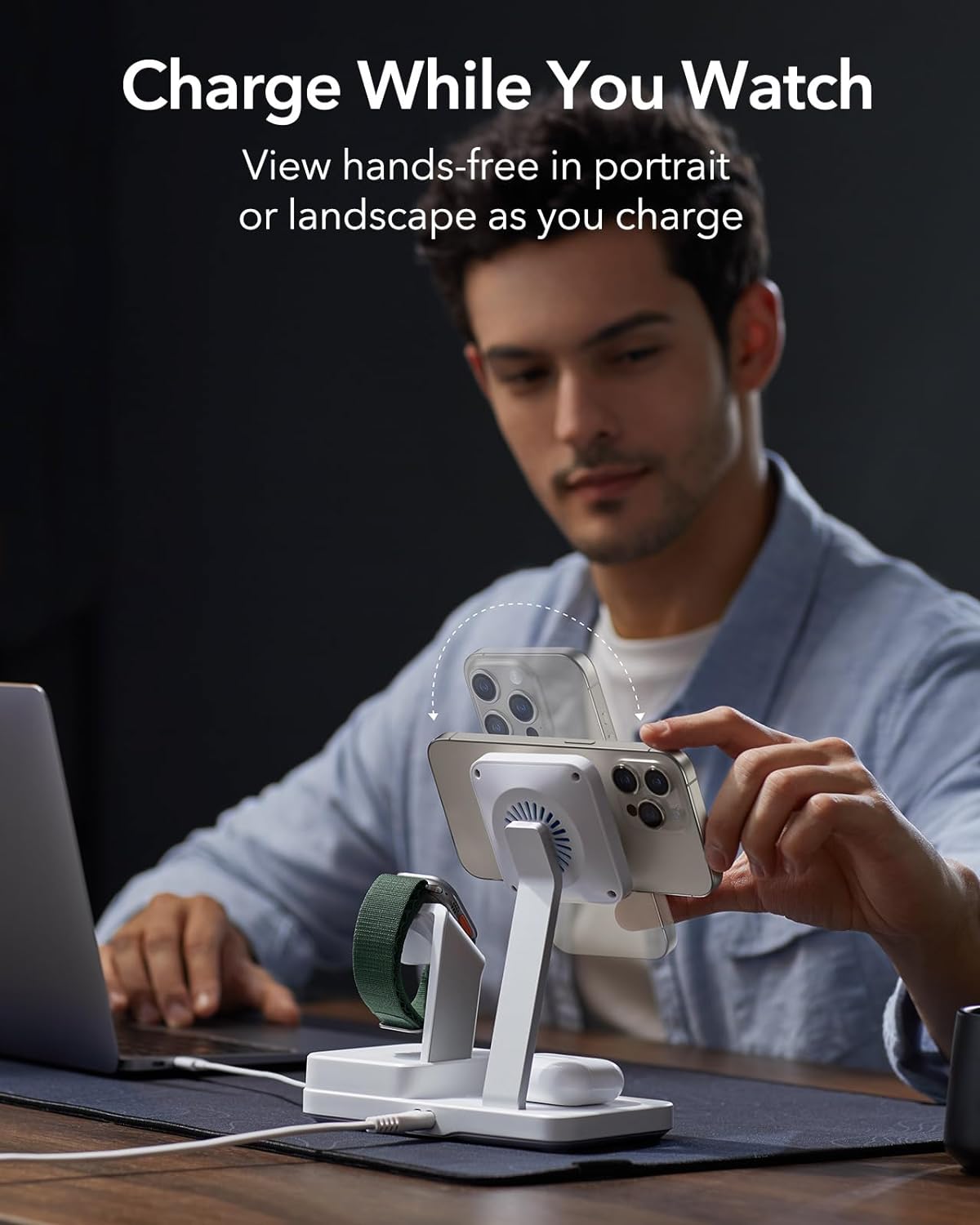 Punjač Stanica ESR CryoBoost QI 6in1, 100W, 2 x USB-A - 1 x USB-C, Bijela