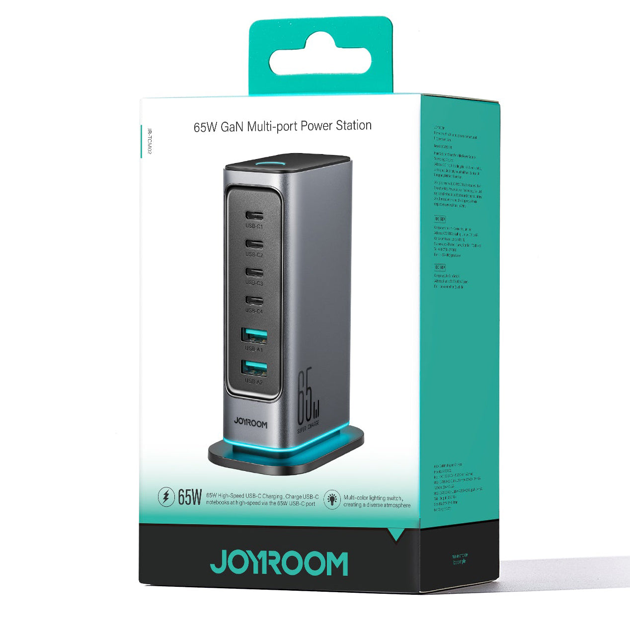 Punjač Stanica Joyroom JR-TCM02, 65W, 3.25A, 2 x USB-A - 4 x USB-C, Siva