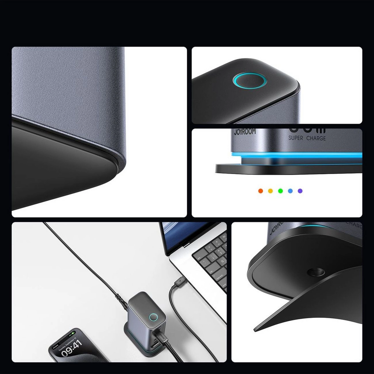 Punjač Stanica Joyroom JR-TCM02 UK, 65W, 3.25A, 2 x USB-A - 4 x USB-C, Siva