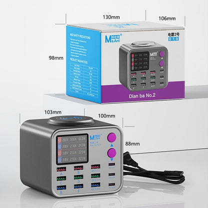 Punjač Stanica MaAnt DianBa No.2 QI, 300W, 3A, 3 x USB-C - 9 x USB-A, Sivi