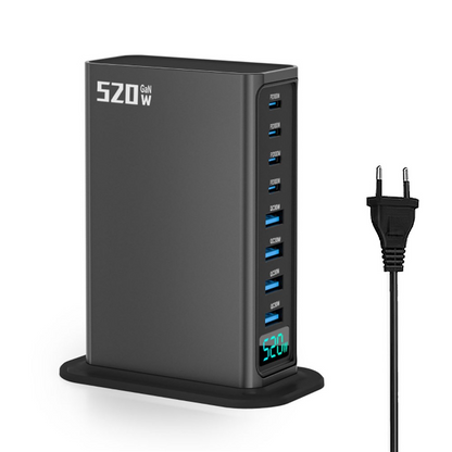OEM stanica punjač, 520W, 5A, 4 x USB-A - 4 x USB-C, Siva