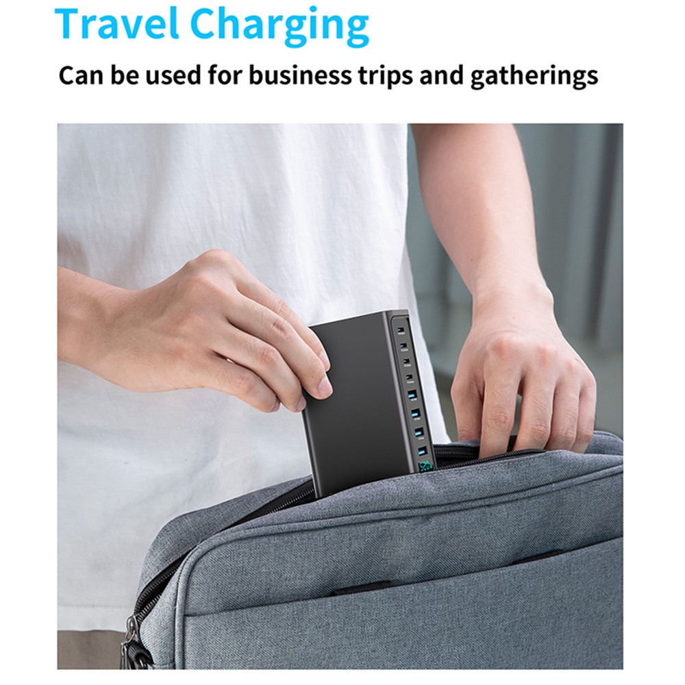 OEM stanica punjač, 520W, 5A, 4 x USB-A - 4 x USB-C, Siva