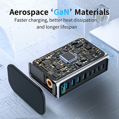 OEM stanica punjač, 520W, 5A, 4 x USB-A - 4 x USB-C, Siva