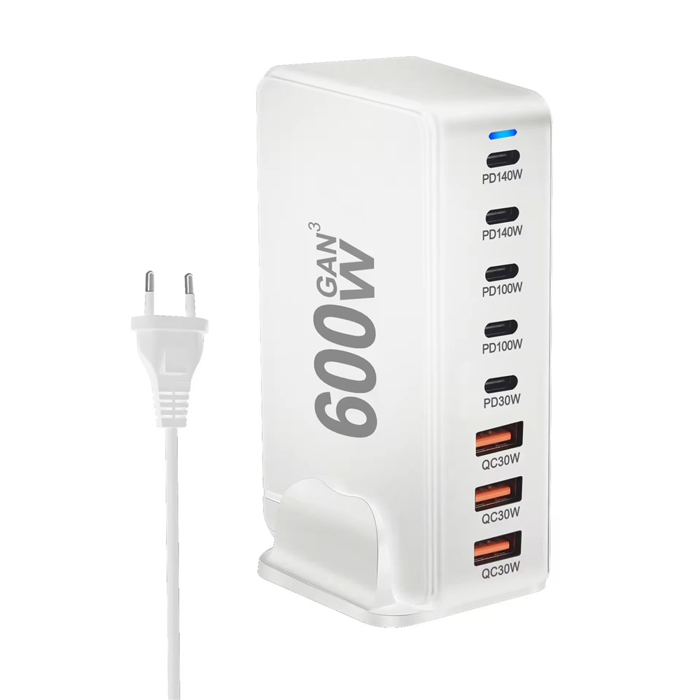 OEM Stanica punjač, 600W, 4 x USB-A - 4 x USB-C, Bijela