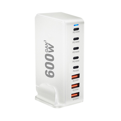OEM Stanica punjač, 600W, 4 x USB-A - 4 x USB-C, Bijela