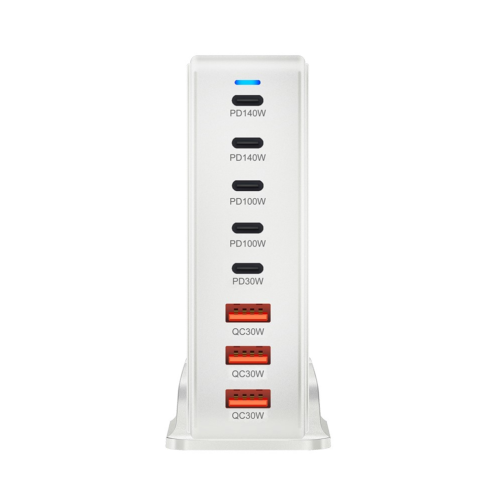 OEM Stanica punjač, 600W, 4 x USB-A - 4 x USB-C, Bijela