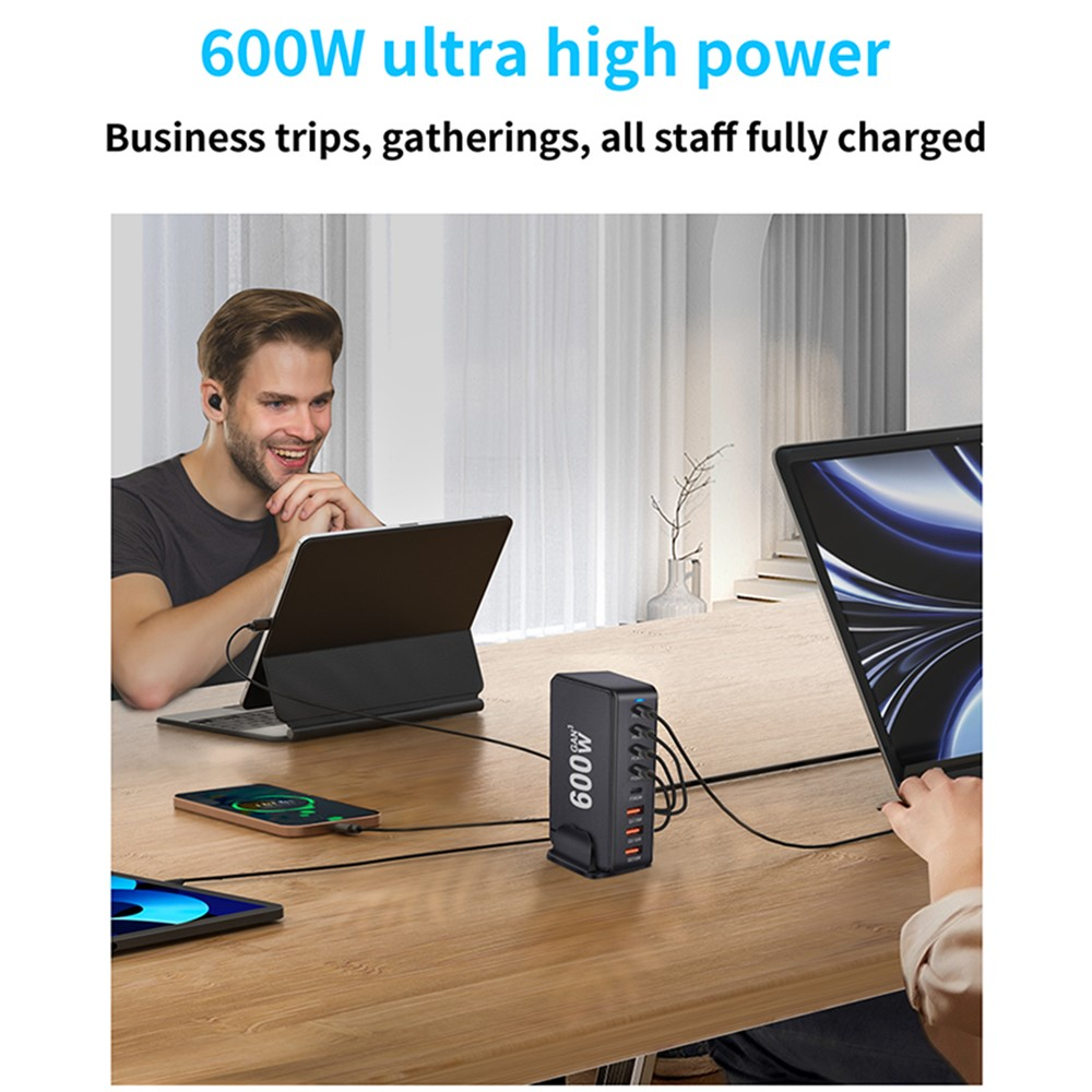 OEM Stanica punjač, 600W, 4 x USB-A - 4 x USB-C, Bijela