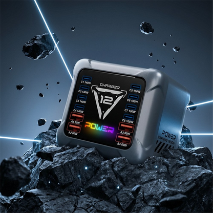 Punjač Stanica OEM BK-127D, 280W, 5A, 4 x USB-A - 8 x USB-C, Siva