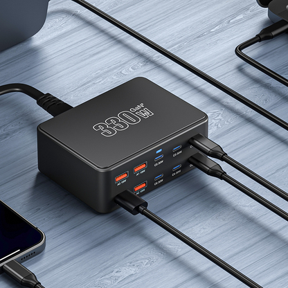 Punjač Stanica OEM HW66, 330W, 5A, 4 x USB-A - 6 x USB-C, Crna