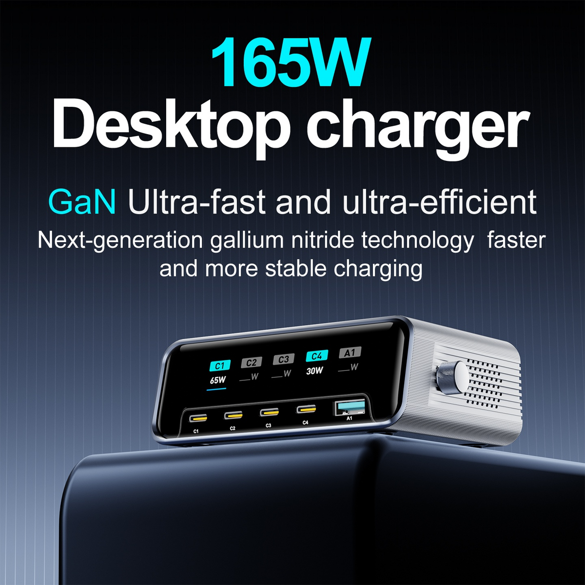 Punjač Stanica OEM WLX-60G, 140W, 5A, 1 x USB-A - 4 x USB-C, Siva