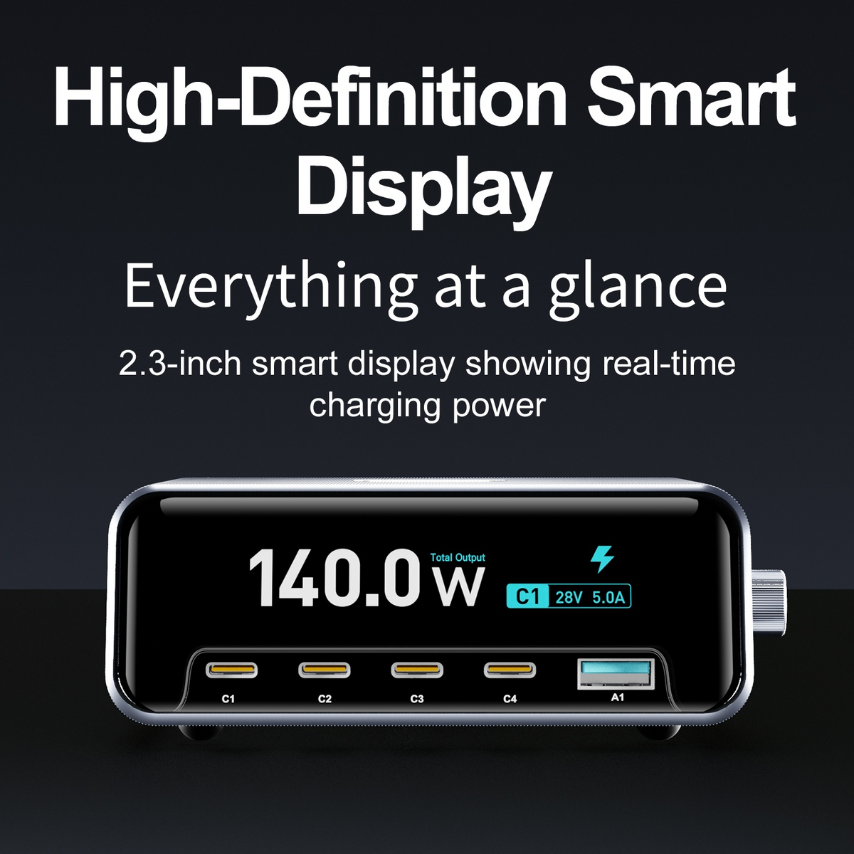 Punjač Stanica OEM WLX-60G, 140W, 5A, 1 x USB-A - 4 x USB-C, Siva