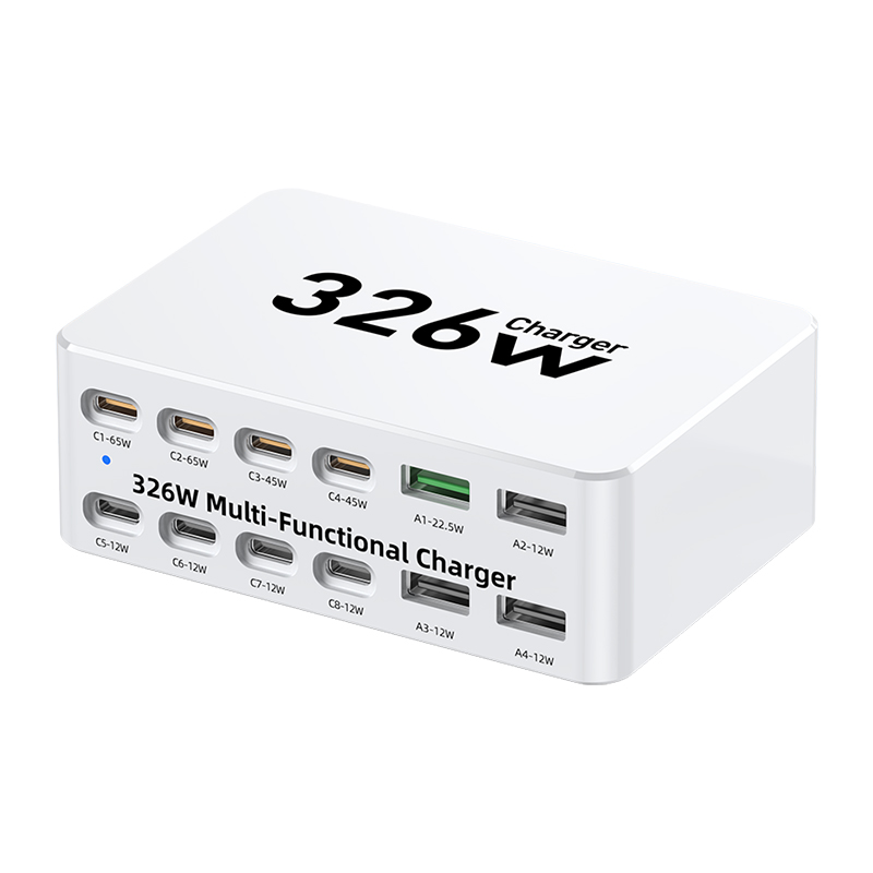 Punjač Stanica OEM WLX-818E, 326W, 3.25A, 4 x USB-A - 8 x USB-C, Bijela