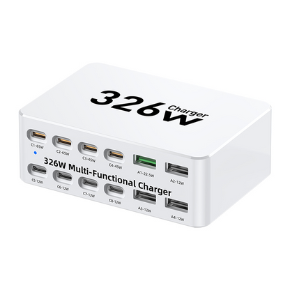 Punjač Stanica OEM WLX-818E, 326W, 3.25A, 4 x USB-A - 8 x USB-C, Bijela