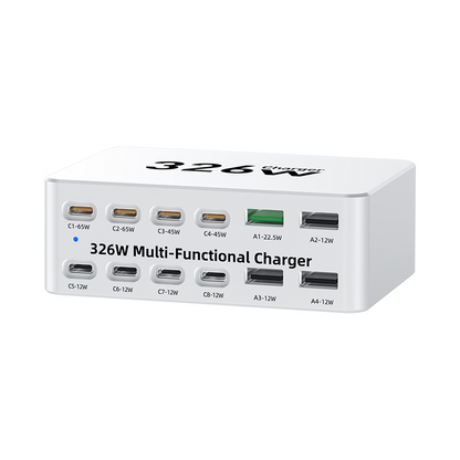 Punjač Stanica OEM WLX-818E, 326W, 3.25A, 4 x USB-A - 8 x USB-C, Bijela