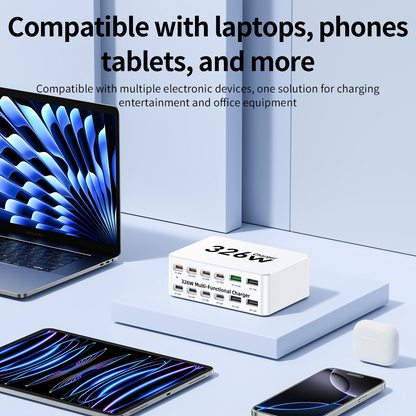 Punjač Stanica OEM WLX-818E, 326W, 3.25A, 4 x USB-A - 8 x USB-C, Bijela