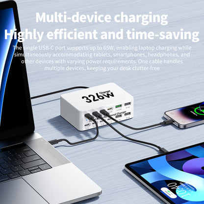 Punjač Stanica OEM WLX-818E, 326W, 3.25A, 4 x USB-A - 8 x USB-C, Bijela