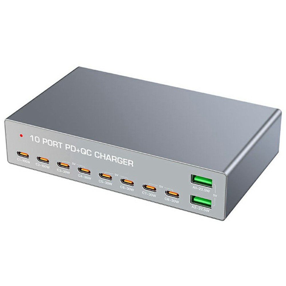 Punjač Stanica OEM WLX-X6Y, 140W, 5A, 2 x USB-A - 8 x USB-C, Srebrni