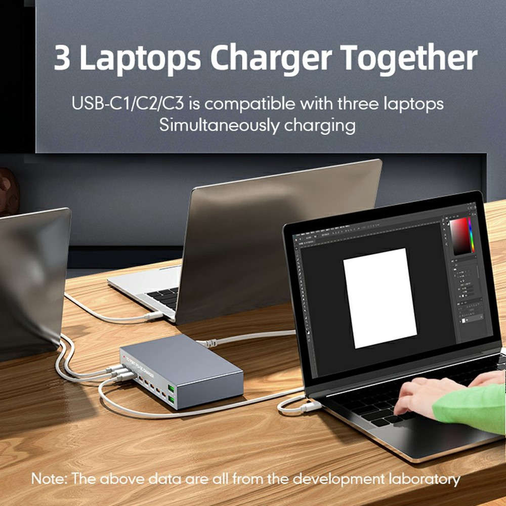 Punjač Stanica OEM WLX-X6Y, 140W, 5A, 2 x USB-A - 8 x USB-C, Srebrni