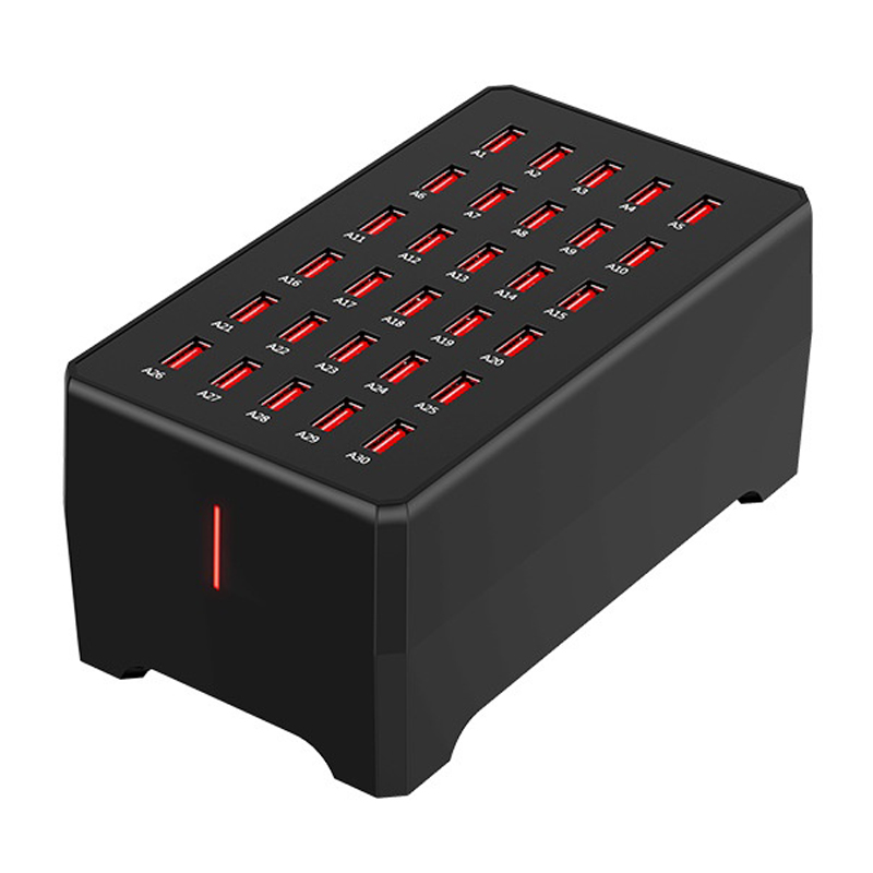 Punjač Stanica OEM WT-268, 150W, 2.4A, 30 x USB-A, Crna