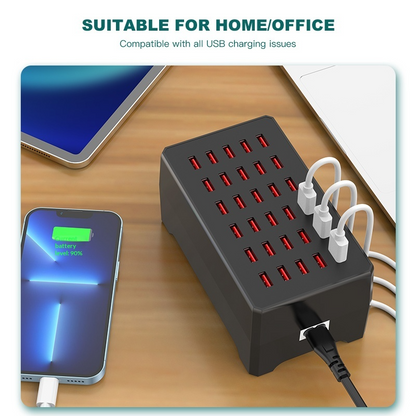 Punjač Stanica OEM WT-268, 150W, 2.4A, 30 x USB-A, Crna