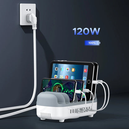 Punjač Stanica Orico DUK-10P-V1, 120W, 2.4A, 10 x USB-A, Bijela