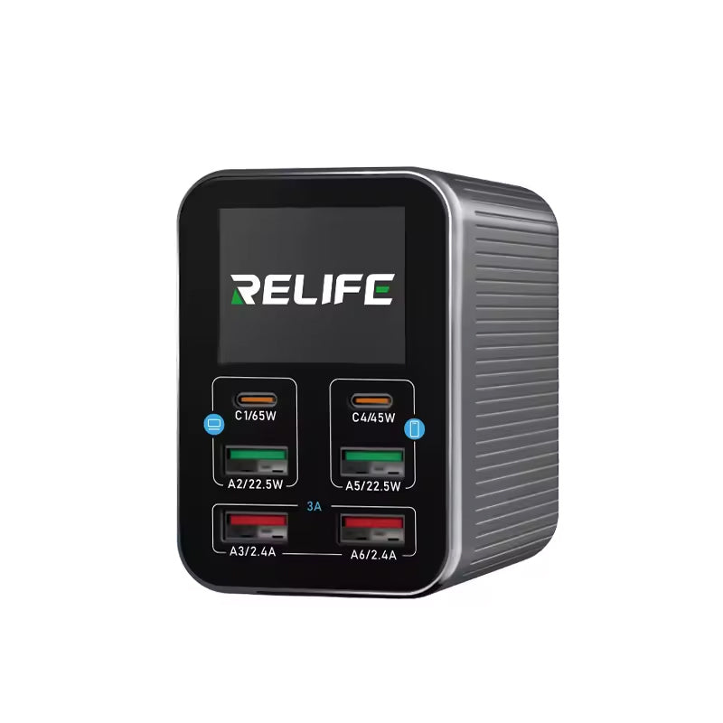 Punjač Stanica Relife Q4, 72W, 5A, 2 x USB-C - 4 x USB-A, Siva