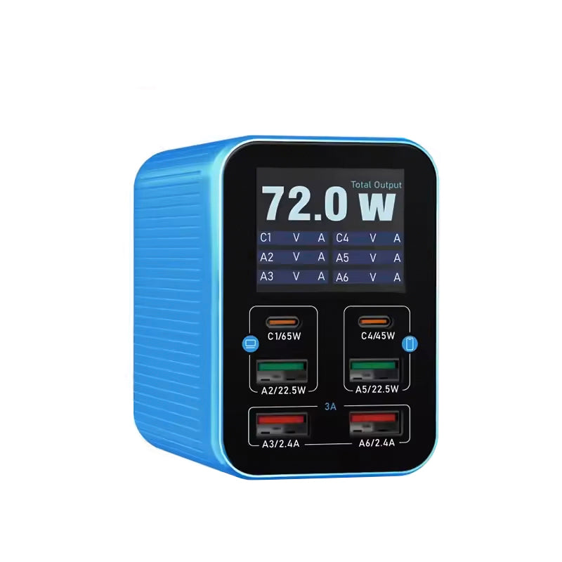 Punjač Stanica Relife Q4, 72W, 5A, 2 x USB-C - 4 x USB-A, Plava