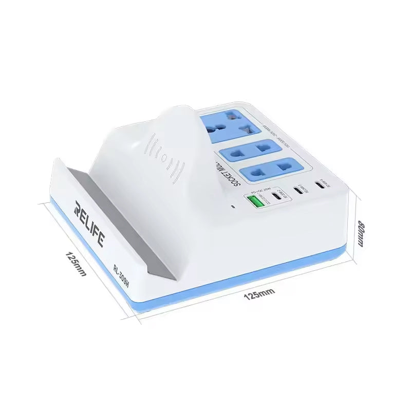 Punjač Stanica Relife RL-309H QI, 72W, 1 x USB-A - 3 x USB-C, Bijela