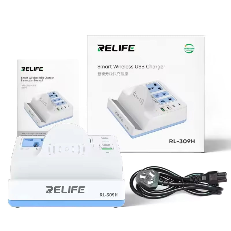 Punjač Stanica Relife RL-309H QI, 72W, 1 x USB-A - 3 x USB-C, Bijela