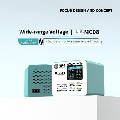 Punjač Stanica RF4 RF-MC08, 150W, 5A, 4 x USB-A - 4 x USB-C, Tirkizna