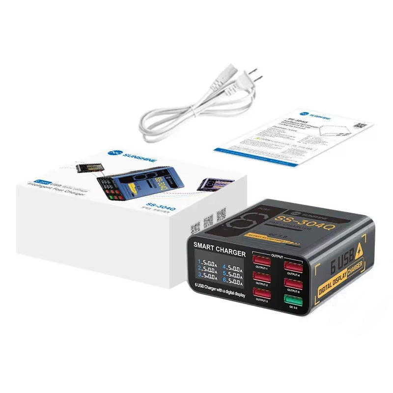 Punjač Stanica Sunshine SS-304Q, 30W, 3.5A, 6 x USB-A, Siva