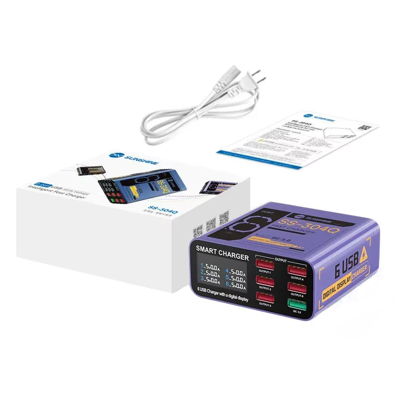 Punjač Stanica Sunshine SS-304Q, 30W, 3.5A, 6 x USB-A, Ljubičasta