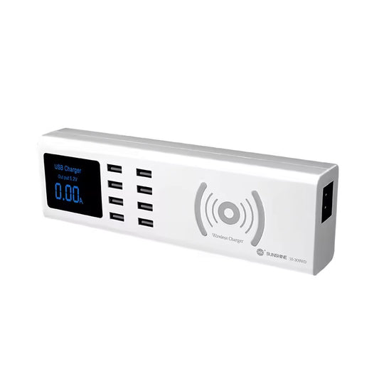 Punjač Stanica Sunshine SS-309WD QI, 40W, 2.4A, 8 x USB-A, Bijela