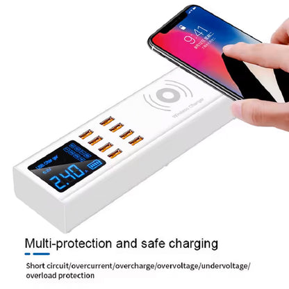 Punjač Stanica Sunshine SS-309WD QI, 40W, 2.4A, 8 x USB-A, Bijela