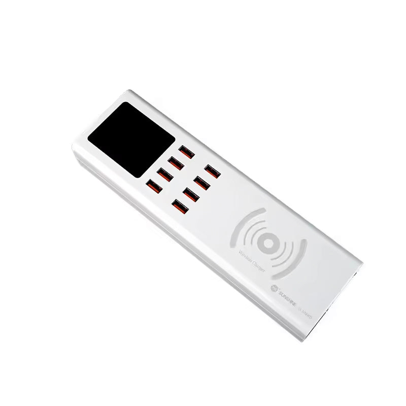 Punjač Stanica Sunshine SS-309WD QI, 40W, 2.4A, 8 x USB-A, Bijela
