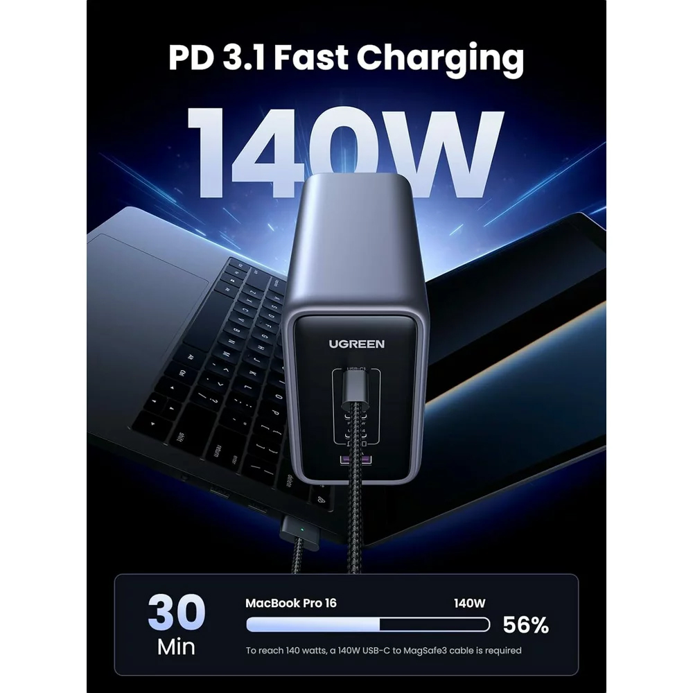 Punjač Stanica UGREEN CD333 Nexode, 300W, 5A, 1 x USB-A - 4 x USB-C, Siva, Ponovno zapakirano