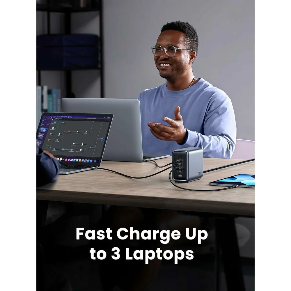 Punjač Stanica UGREEN CD333 Nexode, 300W, 5A, 1 x USB-A - 4 x USB-C, Siva, Ponovno zapakirano